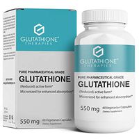Glutathione Therapies – Glutathione Pure 550 Mg. Pharmaceutical Grade Skin Health and Brightening, Liver Health and Detoxification, Super Antioxidant, 60 Vegetarian Capsules