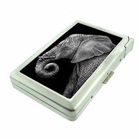 Classic Elephant Art Design S21 Cigarette Case Lighter Smoking King Size Cigarettes Silver Metal Wallet 4" X 2.75" RFID Protection