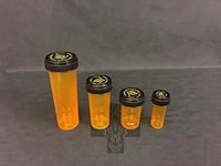 Dram 4 Pack Reversible Black LID Containers 60, 30, 20, 08 DR Rx Pill Pharmacy Vials Crafts Coins Storage Vitamins Medicine MMJ 420 Jar Bottle (Amber)
