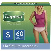 Depend Incontinence Underwear for Women, Disposable, Maximum Absorbency, Blush, Small (60 Count) - 2 Pack