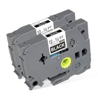 TZ335 TZe335 Label Tape 1/2" Label Maker Tapes TZe-335 TZ335 for Brother p-Touch PT-E110 Cube Embellish PT-1280 PT-E200 PTD400AD PTD600 Laminated White on Black 26.2 Feet Roll 2-Pack