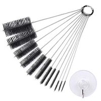 eZAKKA 9.8 Inch 12 Pieces Nylon Tube Brushes Pipe Cleaning Brush Glasses Straws Cleaning Brushes with Suction Cup Hook, Black