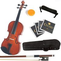 Mendini 1/2 MV200 Solid Wood Natural Varnish Violin with Hard Case, Shoulder Rest, Bow, Rosin and Extra Strings