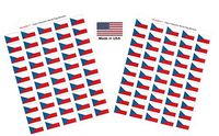 Made in USA! 100 Country Flag 1.5" x 1" Self Adhesive World Flag Stickers, Two Sheets of 50, 100 Sticker Flags Total (Czech Republic)
