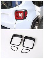 Nicebee Black 4pcs Car Tail Light Guard Rear Lamp Trim Cover Ring Outlet Exterior ABS Chrome for Jeep Renegade 2015-2018