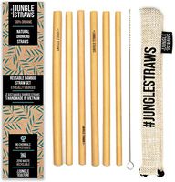 Jungle Straws | Organic Bamboo Straws | 8" Reusable Drinking Straws | Eco Friendly & Biodegradable | Sustainable Straw Set with Cleaning Brush & Storage Bag | Natural Alternative to Plastic (Vanilla)