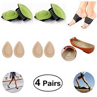 Plantar Fasciitis Arch Supports with Cushion Compression Comfort for Men and Women by JERN (4 Pairs Variety Arch Support)