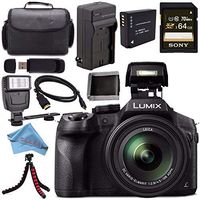 Panasonic Lumix DMC-FZ300 DMC-FZ300K Digital Camera + DMW-BLC12 Lithium Ion Battery + Charger + Sony 64GB SDXC Card + Case + Tripod + Micro HDMI Cable + Memory Card Wallet + Flash Bundle