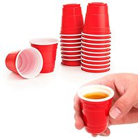 unbrand 48 Red Solo Cups 2 Fl Oz Plastic Shot Glasses Mini Disposable Barware Glasses