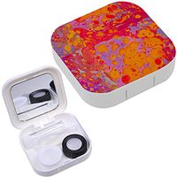 Portable Contact Lens Case Box Travel Kit Mirror + Bottle + Tweezers Container Holder [ Traditional Marbling Artworks Colorful ]