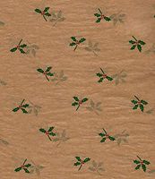 Christmas Holly Gift Wrapping Tissue Paper for Art DIY Crafts in Bulk On Kraft/Tan Background # 763~10 Large Sheets Size 20" x 30"