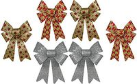 Good Old Values Glitter Christmas Bows 6x10 Inches - 6 Large Bows