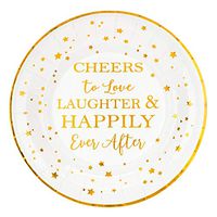 Crisky Cheers to Love Gold Plates for Bridal Shower, Wedding, Engagement, Bachelorett Party Decorations, Dessert, Buffet, Cake, Lunch, Dinner Disposable Plates Party Supples, 50 Count, 9" Plate