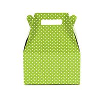 12CT (1 Dozen) Medium Biodegradable Kraft/Craft Favor Treat Gable Boxes (Medium, Polka Dot Lime Green)