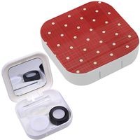 Portable Contact Lens Case Box Travel Kit Mirror + Bottle + Tweezers Container Holder [ Retro Red Polka Dot ]