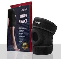 QESS Knee Brace - Adjustable Open Patella Support for Swollen ACL, Tendon, Ligament and Meniscus Injuries - Open Patella Dual Stabilizers Non Slip Comfort Neoprene Athletic Compression for Knee Pain