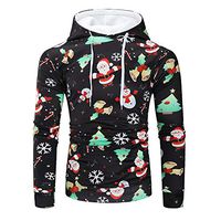 Men's Autumn Winter Christmas 3D Printing Gym Sport Sweatshirt Hoodies Casual Loose Pullover Tops Kingfansion Black