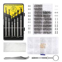 QLOUNI Eyeglass Repair Kit + 150 Pairs Nose Pads and Glasses Precision Screwdriver Set with Eyeglass Screws Kit and Curved Tweezer in Assorted Size for Eyeglass, Sunglass, Spectacles & Watch Repair