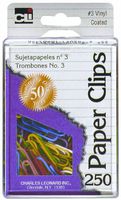 Charles Leonard Paper Clips in Reusable Box, Vinyl Coated, #3, 28mm, 250/Box (79028)