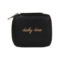 Miamica Women's Black Saffiano Pill Case Travel, Daily Dose