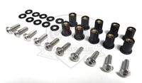 Motorcycle Windscreen Bolt Kit Windshield Stainless Steel Black Screws Well Nuts Washers - Stainless Steel 10 Pack
