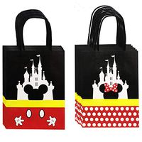 QMZ Treat Bags Castle Gift Party Paper Bags with Handle for Birthday Baby Shower Mickey Minnie Theme Party Decorations Supplies- 12PCS