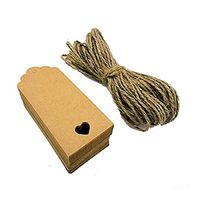 NUOLUX Hollow Heart Scalloped Blank Kraft Paper Card DIY Tag with 20M Rope - 100pcs