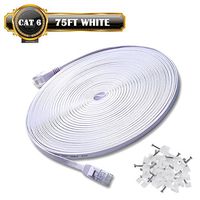 Ethernet Cable Cat6 Network Cable 75 ft - Flat Ethernet Patch Cable with Snagless Rj45 Connector - Compatible with Cat5e Cat5 Computer LAN Wire for PS4,Xbox one,Switch,Modem,Router (White 75FT)