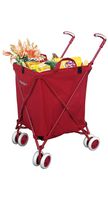 The Original VersaCart Transit Folding Shopping and Utility Cart, Water-Resistant Heavy-Duty Canvas with Cover, Double Front Swivel Wheels, Compact Folding, Transport Up To 120 Pounds, Red