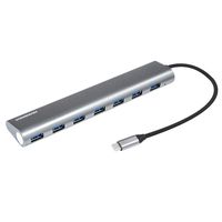 Kingwin USB C Hub Aluminum Portable USB C Adapter with 7 USB 3.0 Ports for MacBook, Macpro/Mini, iMac, Chromebook, Surface Pro, USB Flash Drives, Notebook PC, Other Type C Devices with 5V/4A Adapter