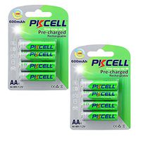 8 Pcs AA 600mAh 1.2V Precharged NIMH Rechargeable Batteries