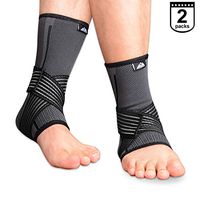 SupreGear 2-Pack Ankle Brace, Knitted Nylon Elastic Dual Straps Compression Foot and Ankle Brace Sprained Ankle Pain Relief Stabilizer Brace for Running/Jumping/Basketball (Grey, S)