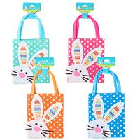 Easter Bunny Mini Bright Burlap Bags, Set of 4 in Pink, Green, Orange and Blue! 7.5 x 6 inches