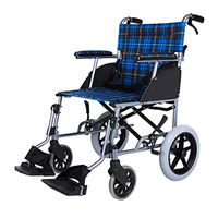 Xue Yang Shop Aluminum Alloy Lightweight Transport Wheelchair,Foldable Pedal and Handle Brake Lightweight Transport Chair,Back Storage Bag and seat Belt 16-inch seat