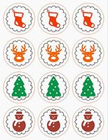Lovely Cool Pack of 120pcs Christmas Kraft Sticker for Home Baking Gift Pakaging sealing sticker. (stockings,reideer,tree,Snowman style)