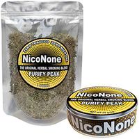 NicoNone - Purify Peak -Mugwort, Uva Ursi, Skullcap, Marshmallow, Damiana, Lobelia Leaf Smoking Blend Mix 1oz Bag & 20g Tin Used with Tea, Herbal Cigarette Tobacco Free - Nicotine Free