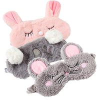 Shinywear 3 Pieces Cute Animal Eye Mask Plush Sleep Masks for Women Girls Kids Fuzzy Sleeping Traveling Patch Blinder Funny Vogue Party Costume Facial Mask - Rabbit,Koala,Mouse