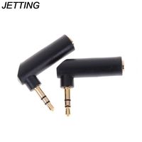 BIN BON - 2pcs Gold-plated Connector 3.5 jack Right Angle Female to 3.5mm 3Pole Male Audio Stereo Plug L Shape Jack Adapter Connector
