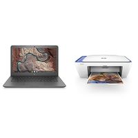 HP Chromebook 14-inch Laptop with 180-Degree Swivel (14-db0020nr, Chalkboard Gray) & DeskJet 2655 All-in-One Compact Printer, & Amazon Dash Replenishment Ready - Noble Blue (V1N01A)