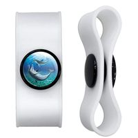 Dolphin and Baby Having Fun Ocean Headphone Earbud Cord Wrap - Charging Cable Manager - Wire Organizer Set of 2 - White