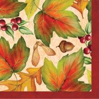 Rich Autumn Foliage 3-Ply Beverage Napkins 16 Per Pack