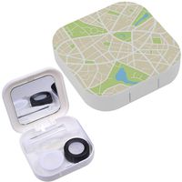 Portable Contact Lens Case Box Travel Kit Mirror + Bottle + Tweezers Container Holder [ City ]