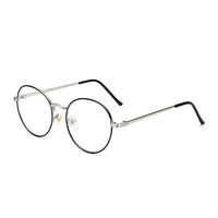 Blue Light Blocking Glasses Retro Round Metal Frame Anti Eyestrain Lightweight Tablet Reading/Gaming/TV Glasses,Men/Women (Silver&Black Frame)
