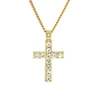 Hemlock Hip Hop Cross Necklaces, Unisex Jewelry Bling Rhinestone Crystal Cross Pendant Necklace (Gold)