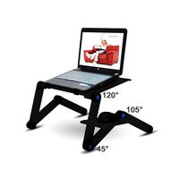 18.89" Laptop Stand, Adjustable Aluminum Laptop Stand Foldable, Ergonomic Laptop Stand Riser with Cooling Vents &Removable Mouse Pad, Compatible Holder for Apple MacBook Air, All Notebooks-Black