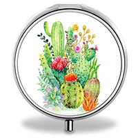 Compact Mini Portable Cactus 3 Compartments Travel Medical Medicine Case/Pill Organizer/Pill Box(Hing Hong Pill Case)