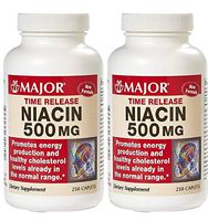 (2 Pack) MAJOR NIACIN TR 500MG CAPLETS NIACIN-500 MG White 250 CAPLETS UPC 309044342702