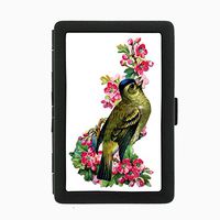 Perfection In Style Black Color Metal Cigarette Case Vintage Birds Design 006