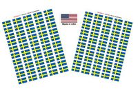 Made in USA! 100 Country Flag 1.5" x 1" Self Adhesive World Flag Scrapbook Stickers, Two Sheets of 50, 100 International Sticker Decal Flags Total (Sweden)