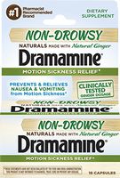 Dramamine Non-Drowsy Naturals Motion Sickness Relief | 18 Count
